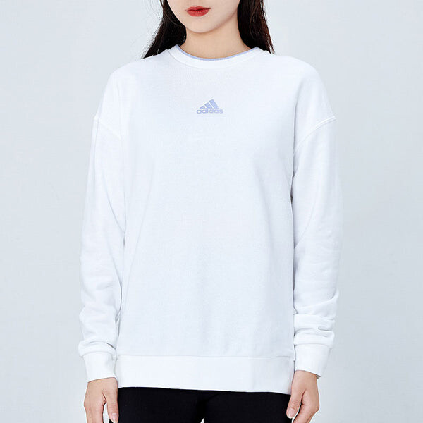 Толстовка (WMNS) adidas Logo Printing Sports Round-neck Sweatshirt White, белый — фото 3