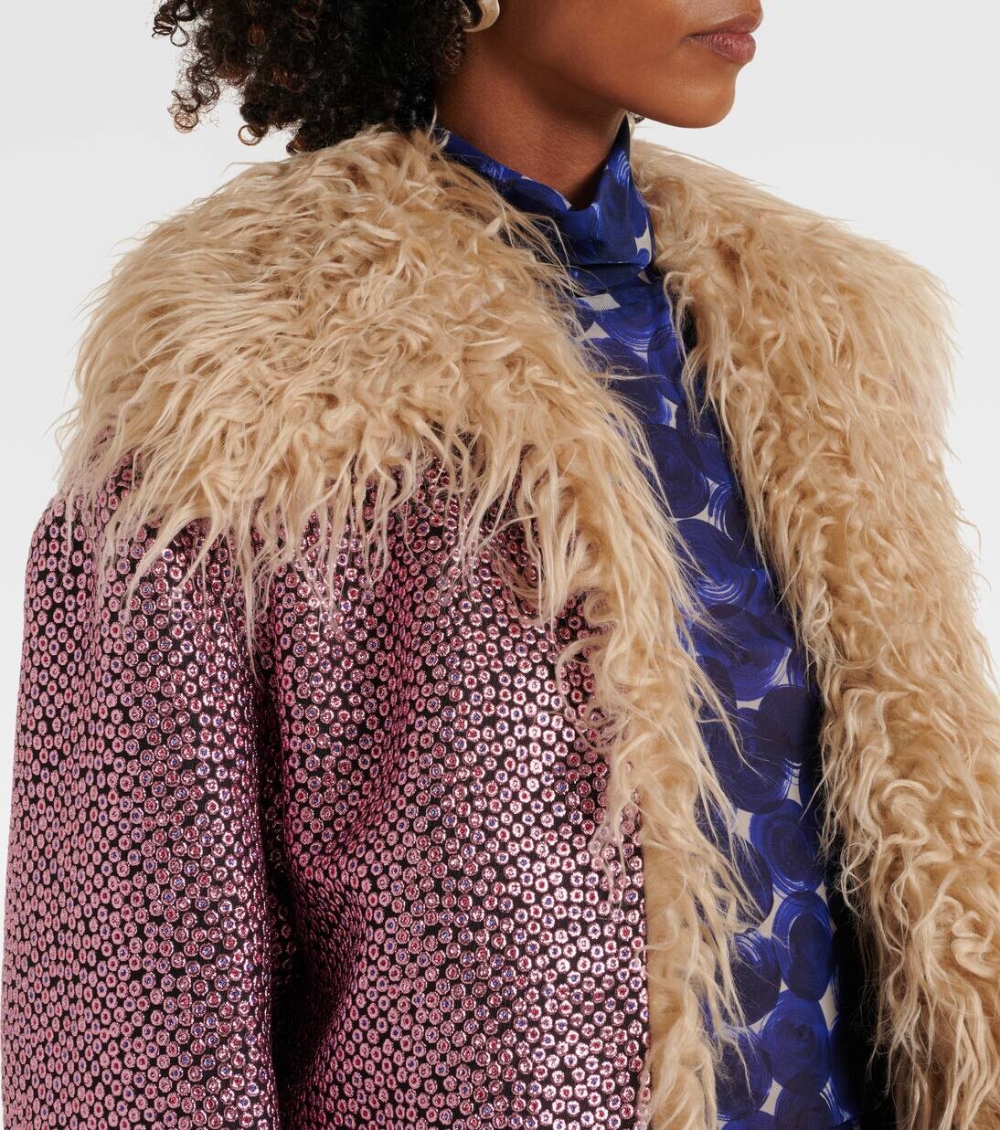 Куртка с отделкой из искусственного меха Dries Van Noten, розовый — фото 4