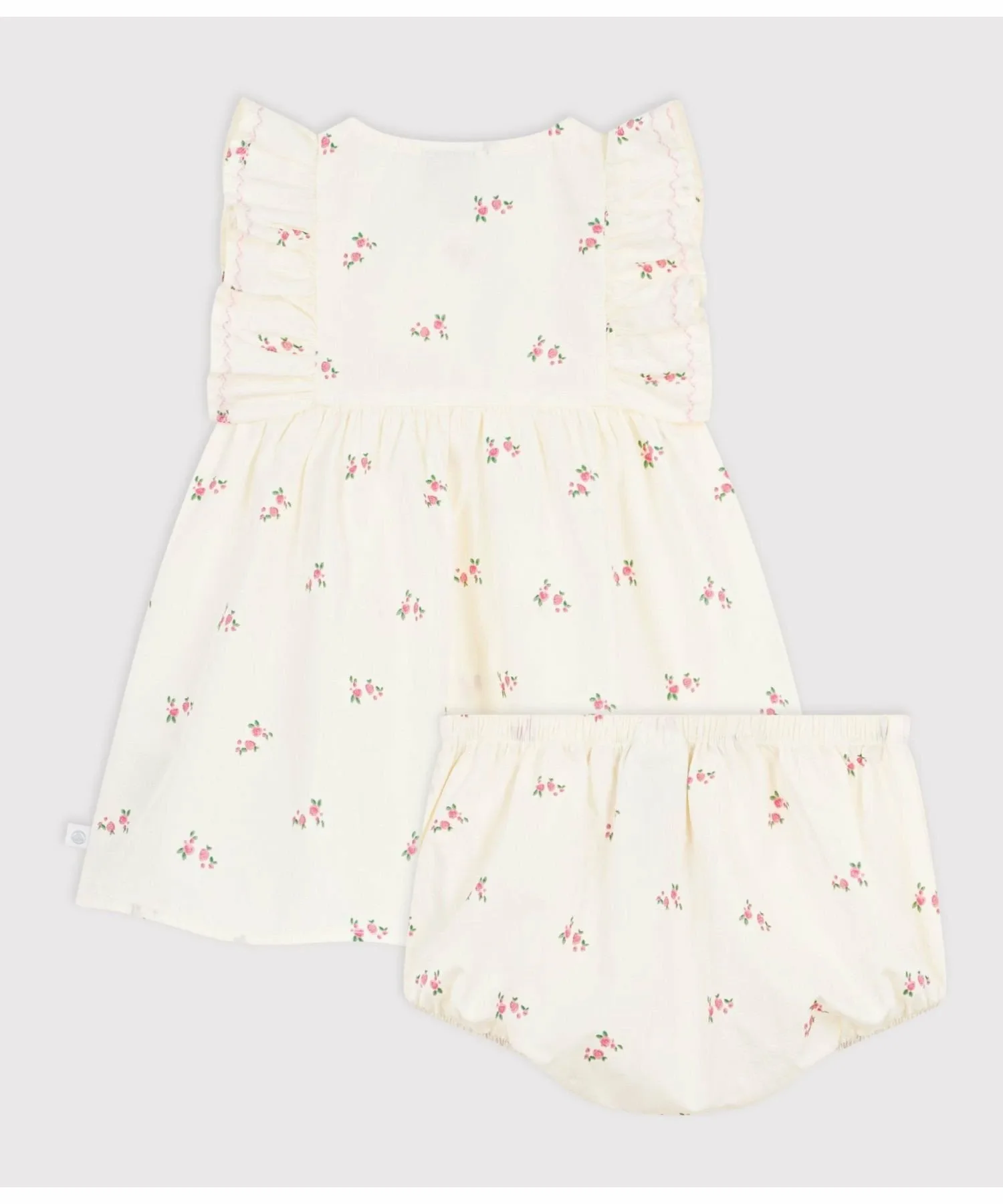 Комплект из платья и панталонов с цветочным принтом PETIT BATEAU, Off-white/multicolor — фото 3