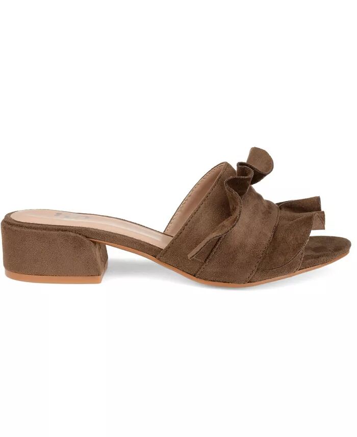 Женские сандалии Sabica Ruffle Slip On Dress Journee Collection, коричневый/бежевый — фото 2