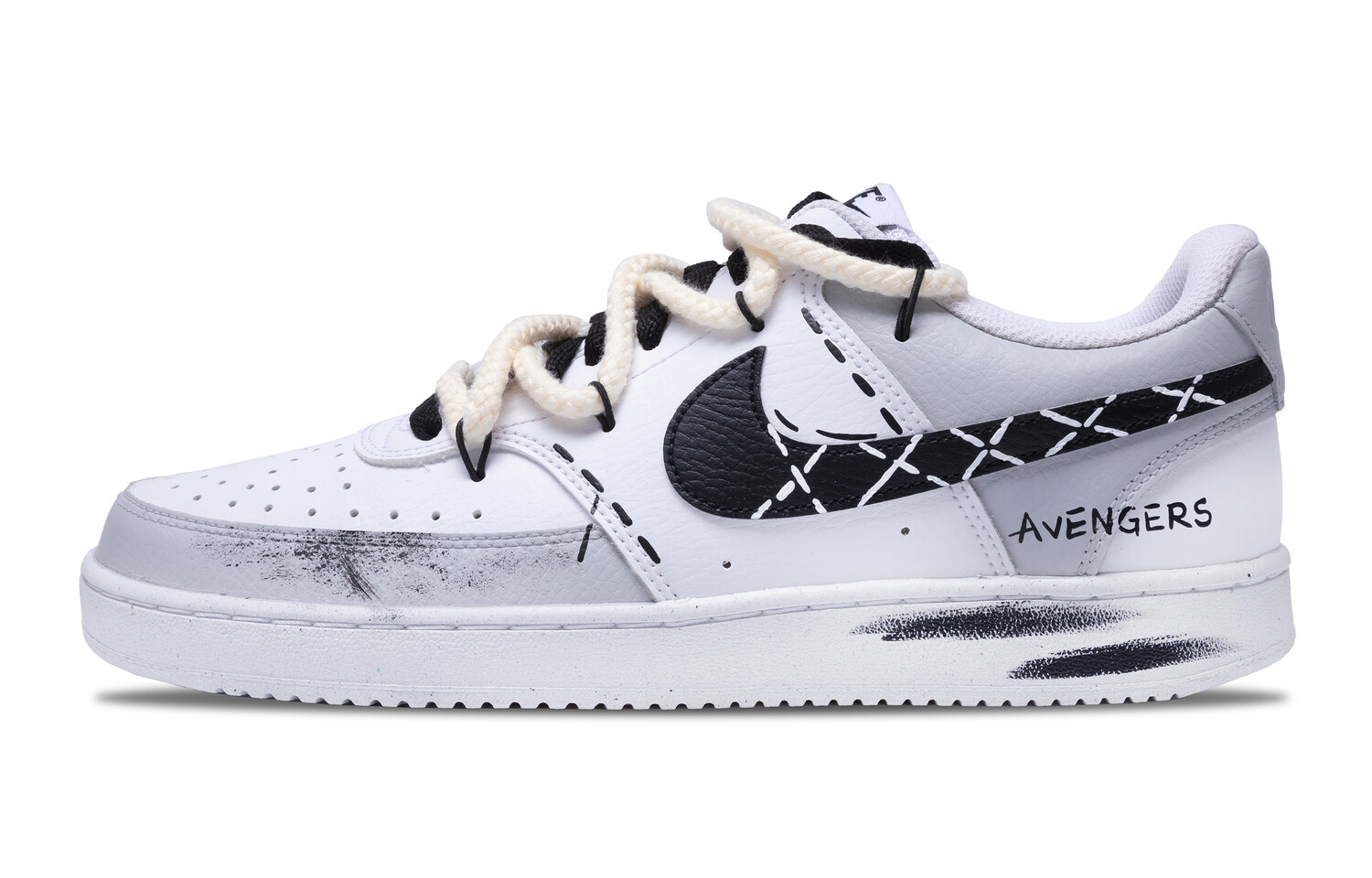 

Кроссовки Nike Court Vision 1 Skateboarding Shoes Men Low-top White/black, серый