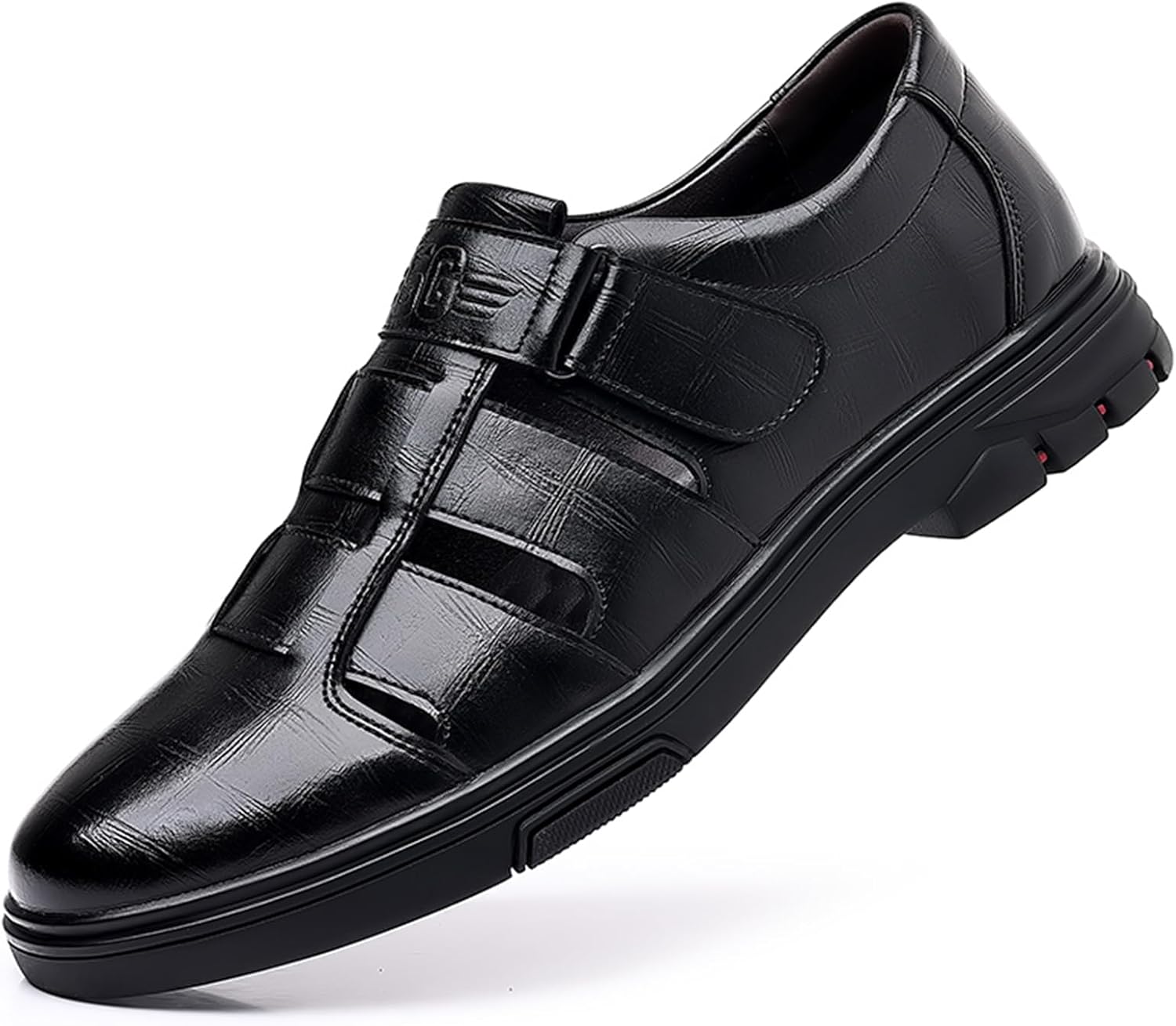 

Мужские повседневные сандалии из дышащей кожи, прогулочные офисные оксфорды, мужская обувь для коктейльной вечеринки и формальные мероприятия Abborora, черный