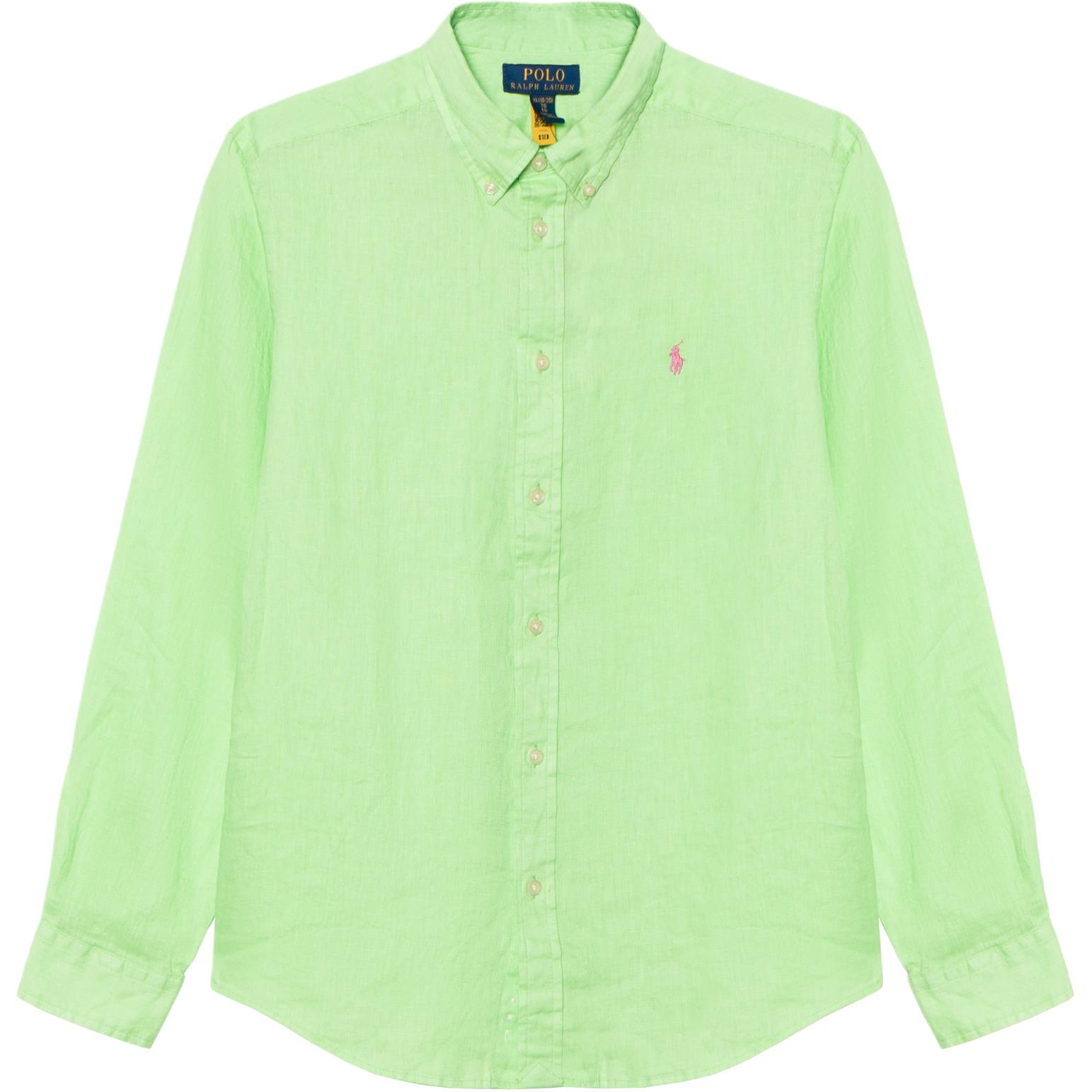 Polo Ralph Lauren Однотонная рубашка весенняя детская green — фото 3