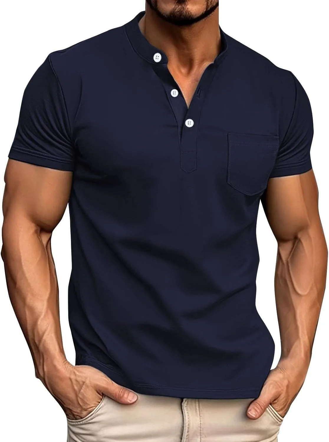 

Футболка Henley с отложным воротником и коротким рукавом