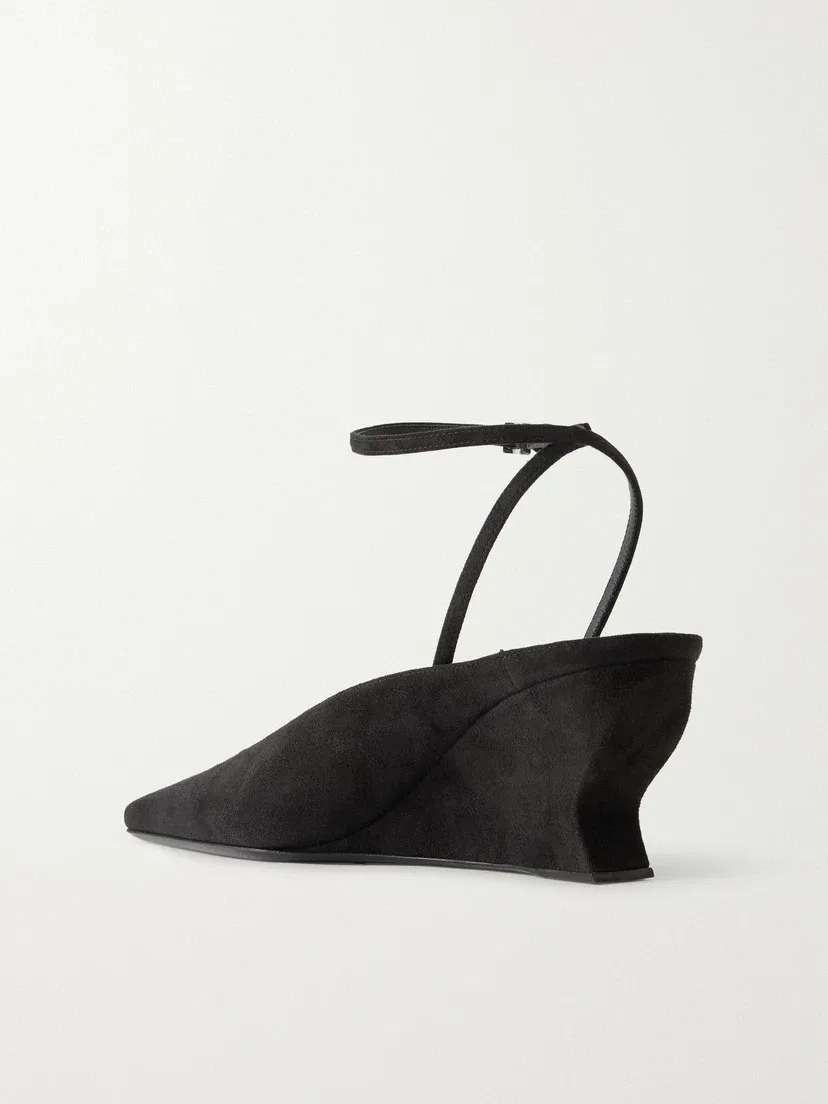 Alaïa замшевые туфли-мюли на танкетке, черный — фото 3