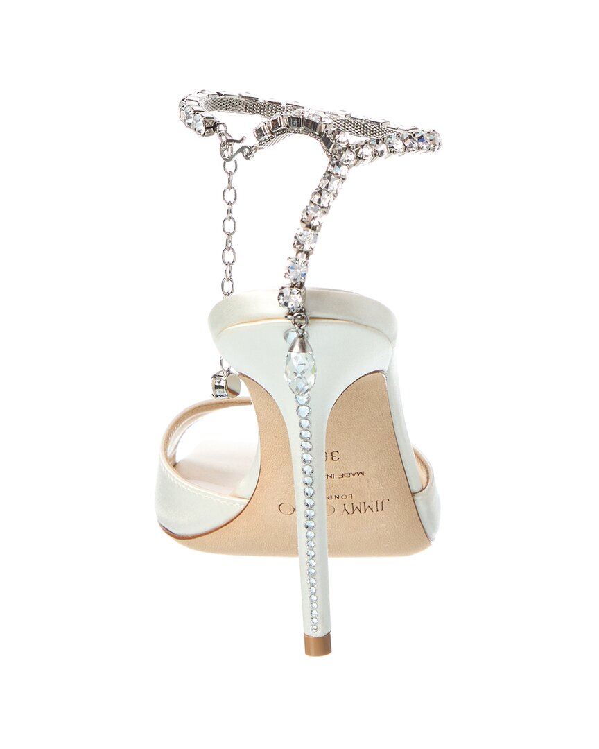 Jimmy Choo Saeda 100 Satin Sandal, белый — фото 3