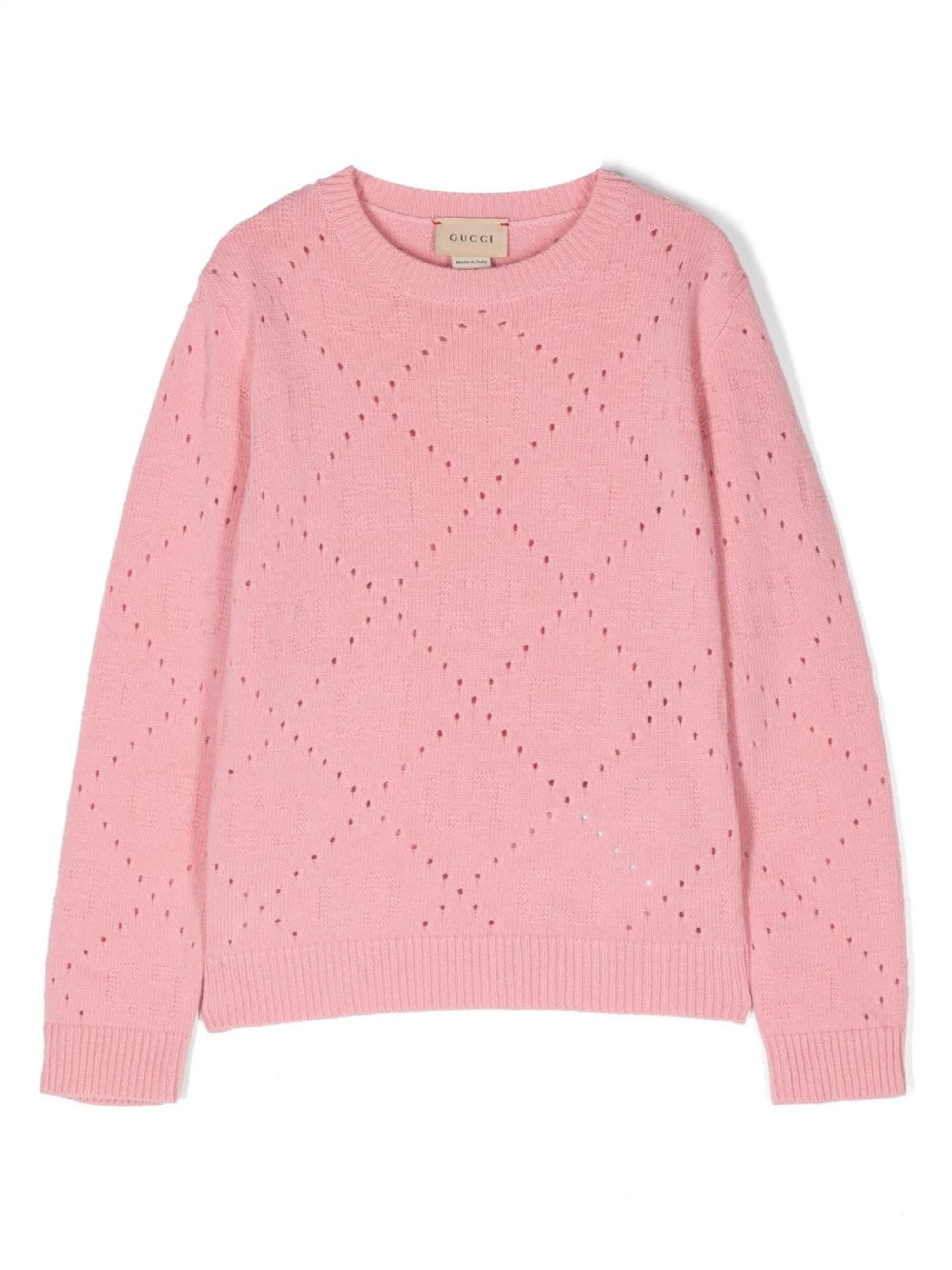 Шерстяной джемпер рыхлой вязки Gucci Kids, розовый — фото 2