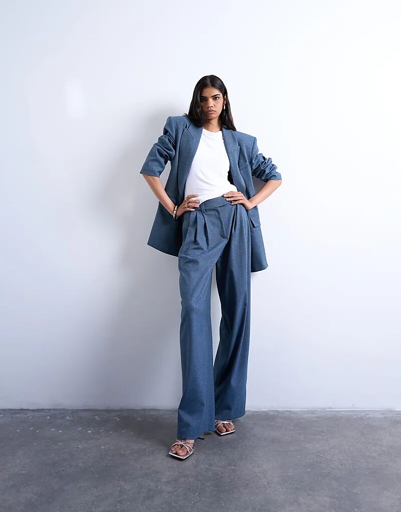 

Брюки Topshop coord с широкими складками темно-синего цвета
