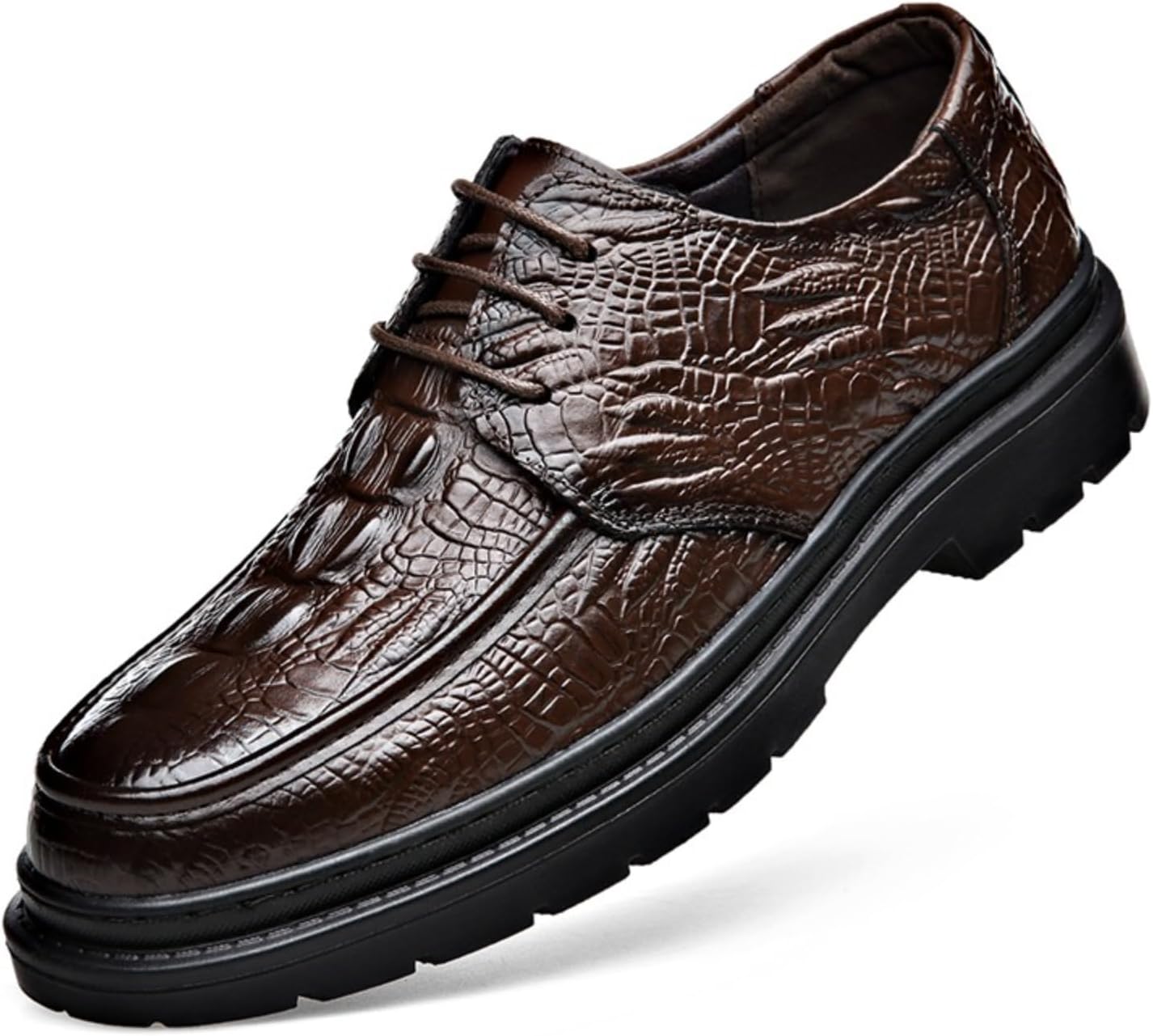 

Мужские ретро кожаные оксфорды на массивной платформе с принтом, шнуровкой, мягкие и удобные, с нескользящей подошвой, с круглым носком, для деловых встреч, свадеб, вечеринок, офиса и официальных мероприятий Netehadi, Brown-2