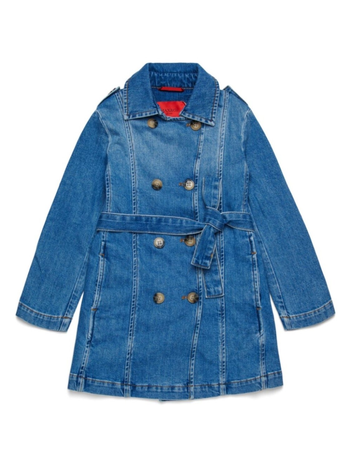 

MAX&Co. Kids двубортное джинсовое пальто, синий