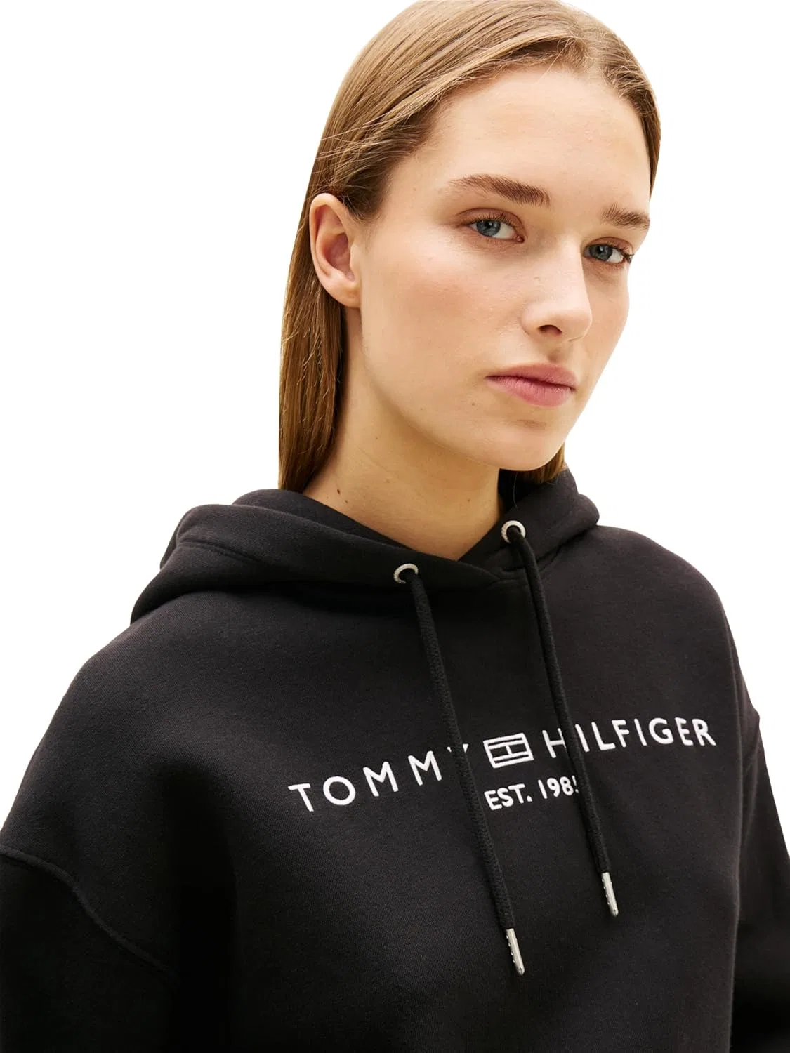 Худи-свитшот женский Tommy Hilfiger, черный — фото 2