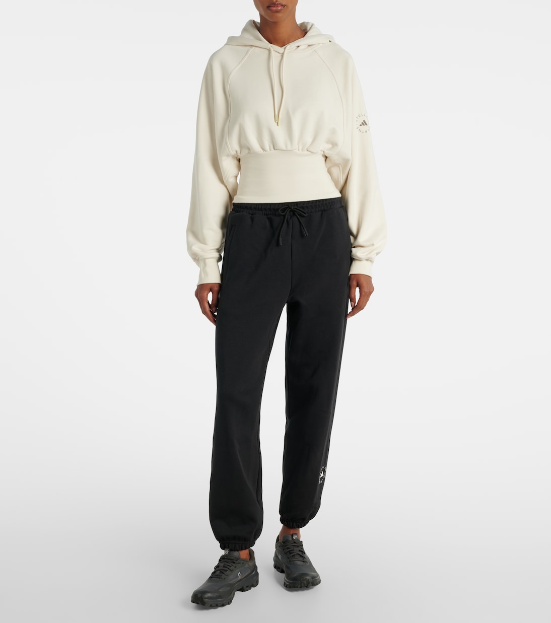 Укороченная толстовка из хлопкового трикотажа French Terry Adidas by Stella McCartney, Almond Milk-Smc — фото 2