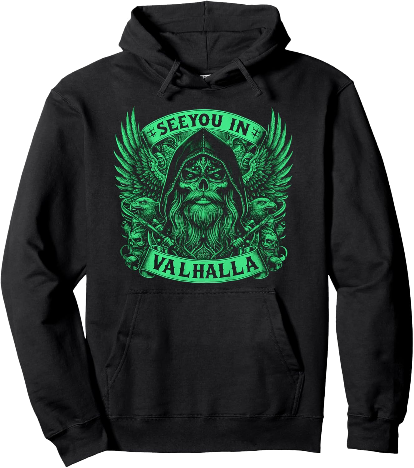 

Толстовка Odin Hoodie See You In Valhalla Vikings Design Wotan Odin, черный