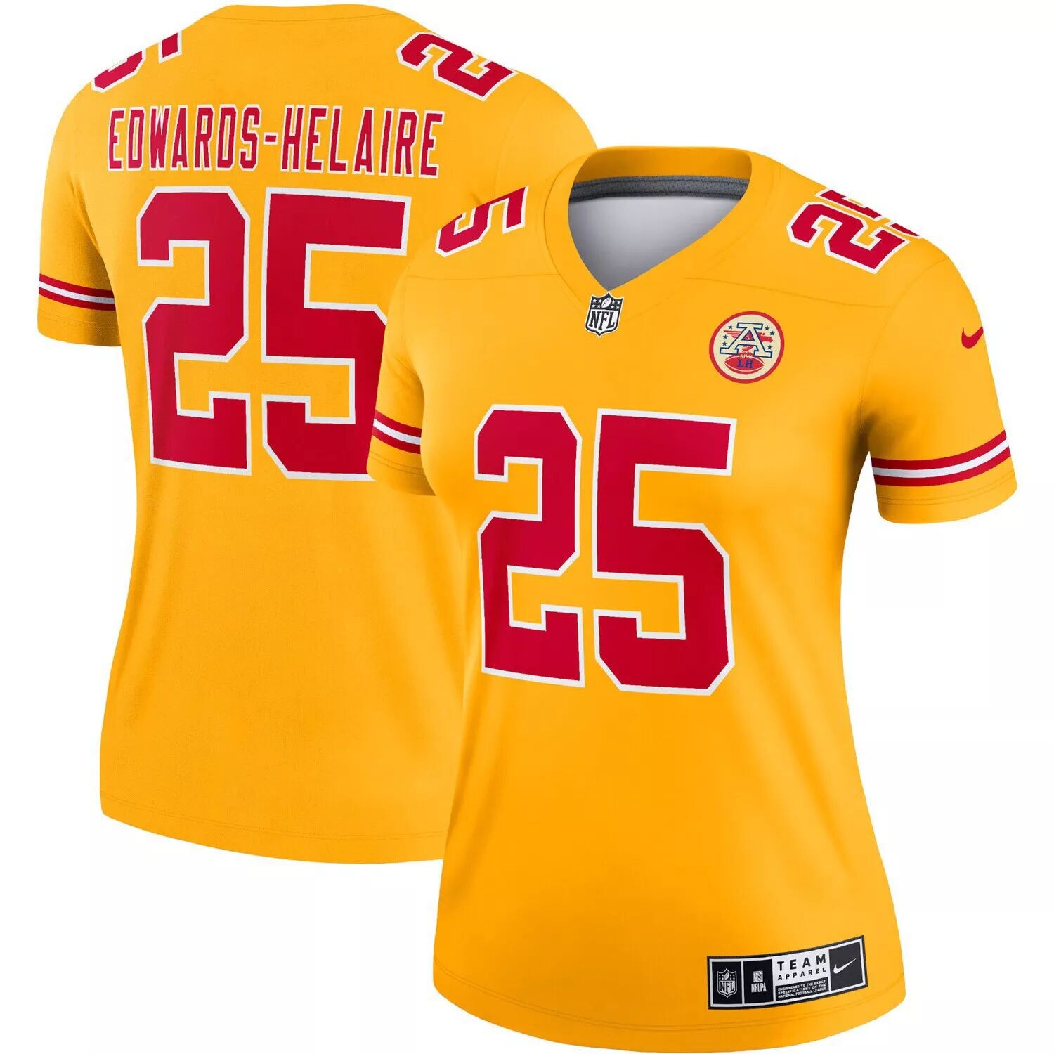 

Женская майка Nike Clyde Edwards-Helaire Gold Kansas City Chiefs Inverted Legend Nike