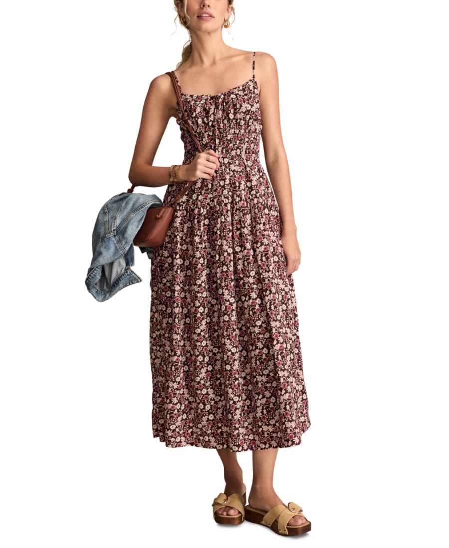 

Женское миди-платье с принтом и сборками Lucky Brand, Chocolate Floral
