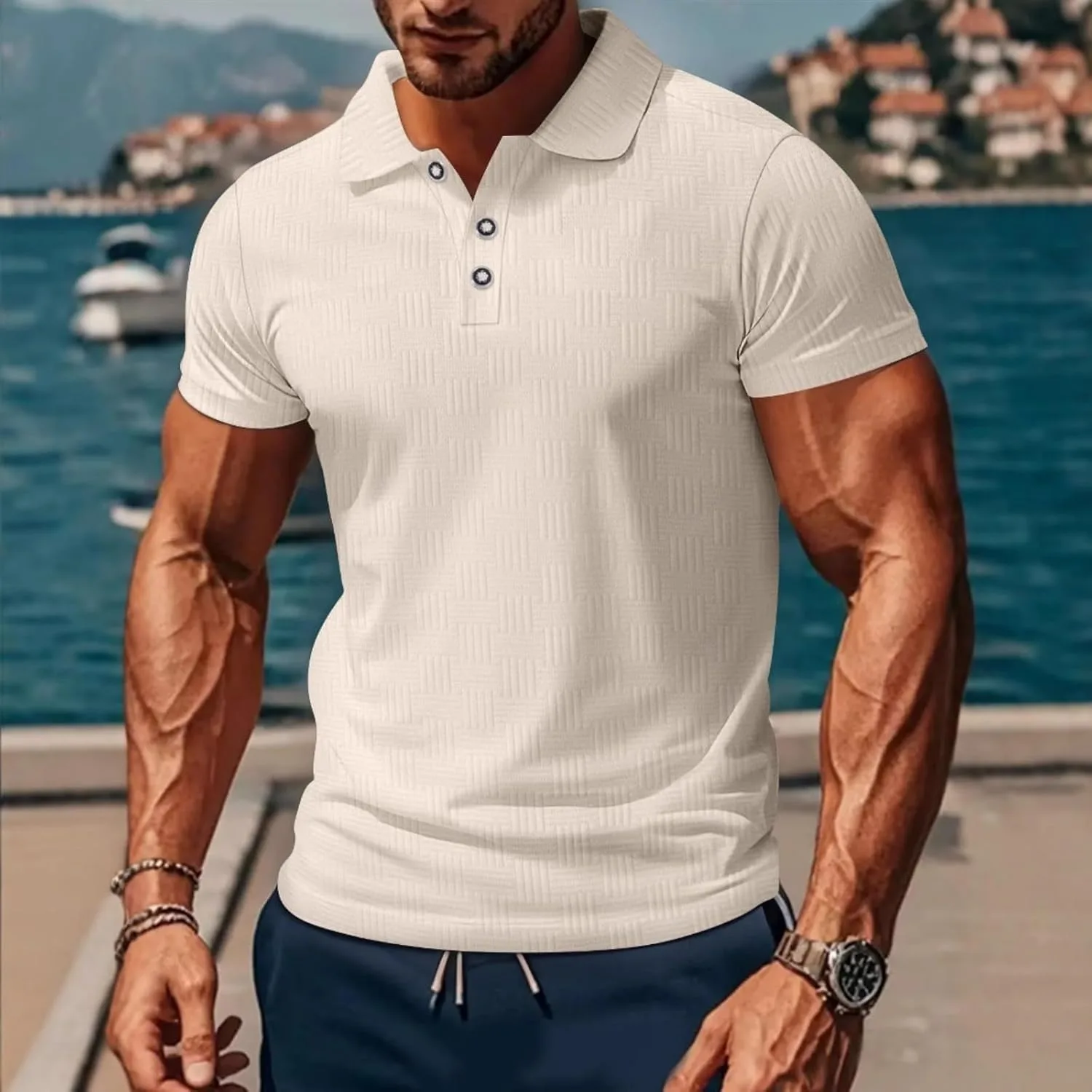 Мужская поло с коротким рукавом Slim Fit — фото 3