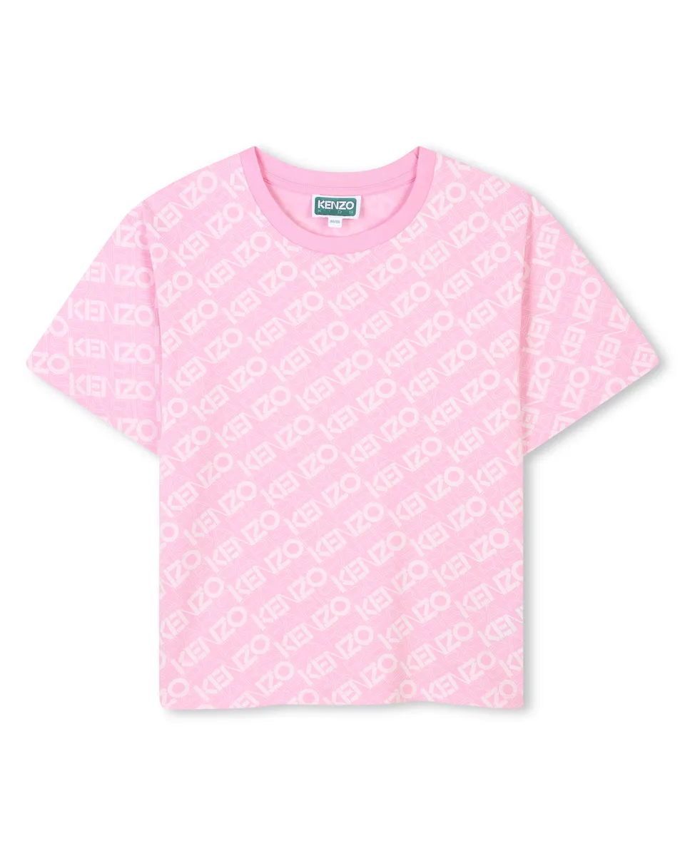 

Футболка для девочки из розового хлопка Kenzo Kids, цвет Rosa