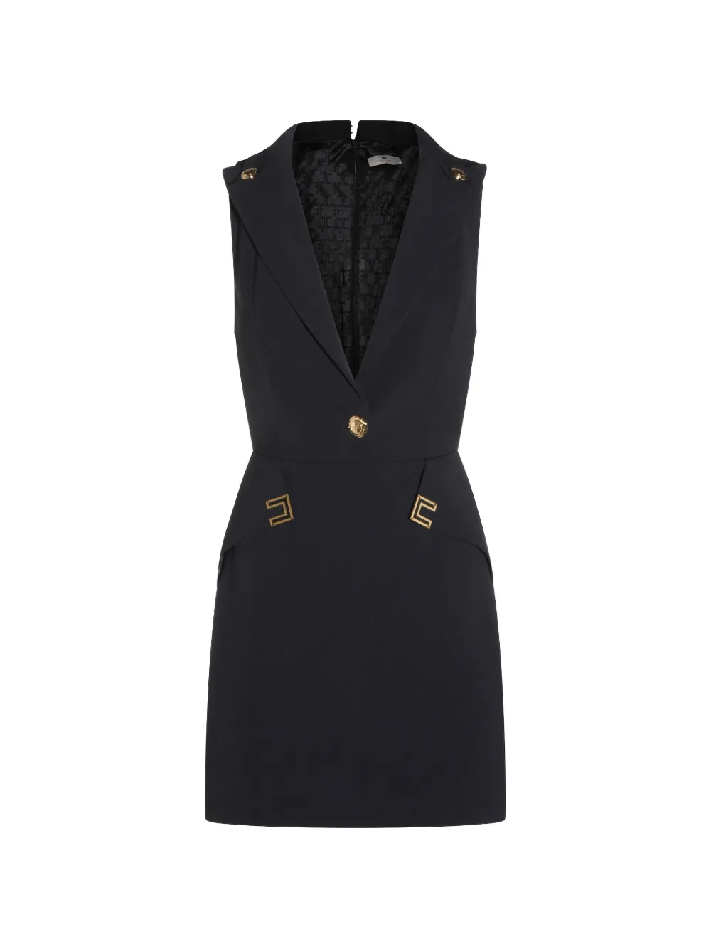 

Мини-платье с логотипом, двойным слоем и стрейчевой тканью Elisabetta Franchi, черный