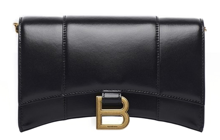 

Balenciaga Часовая сумка из телячьей кожи, миниатюрная женская черная сумка через плечо, ручная и плечевая