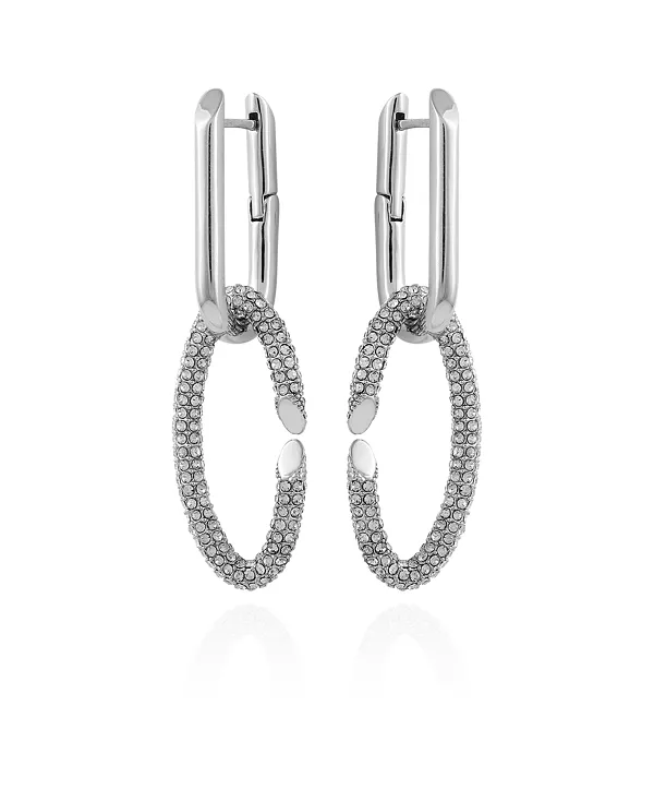 

Серьги-Подвески с двумя овальными звеньями из серебристого стекла и камня Vince Camuto, silver