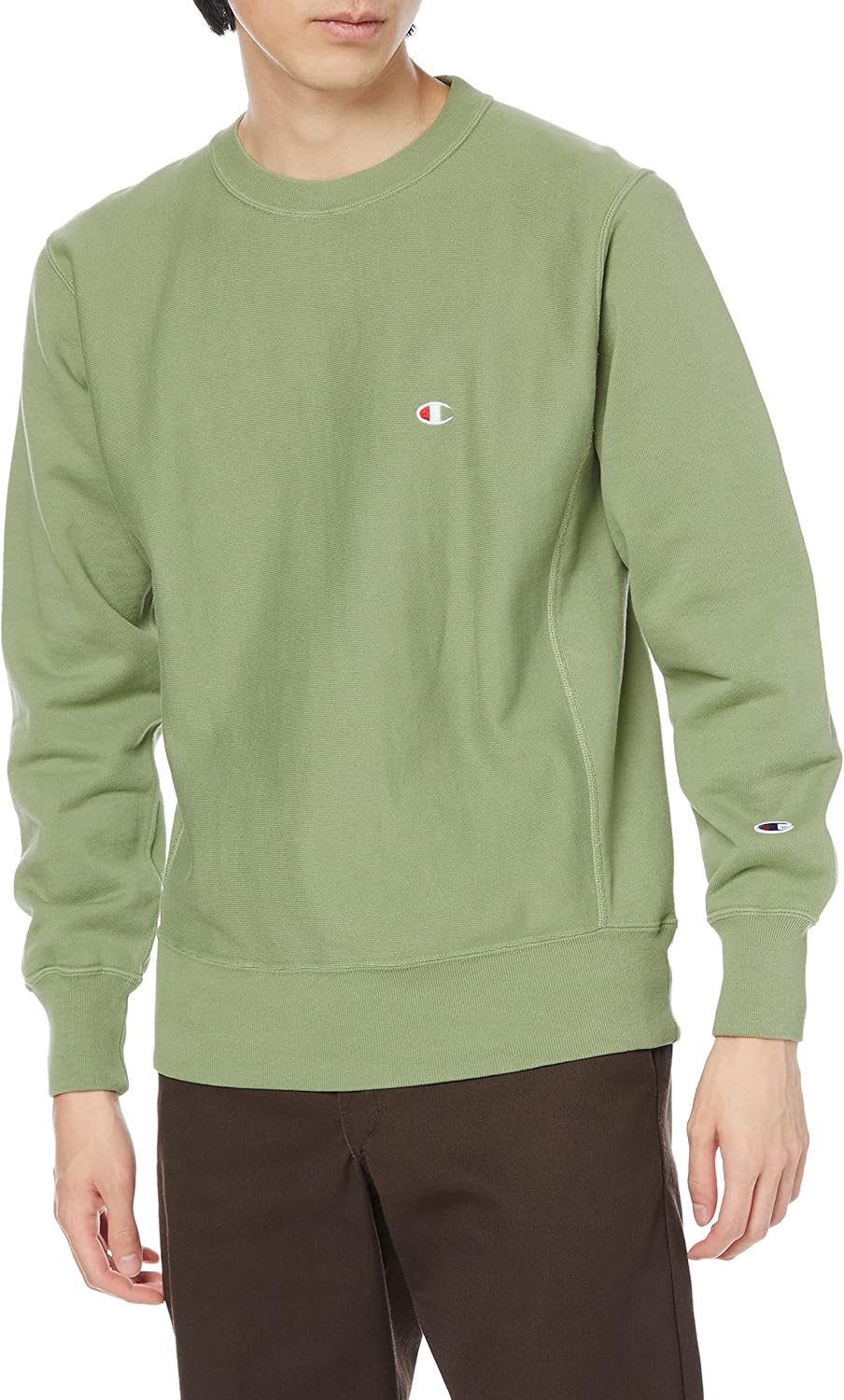 

Толстовка Champion C3-T010/C3-X008, с длинным рукавом, круглым вырезом, плотность ткани 10 унций, на флисовой подкладке, с круглым вырезом, технология Reverse Weave (R), хаки