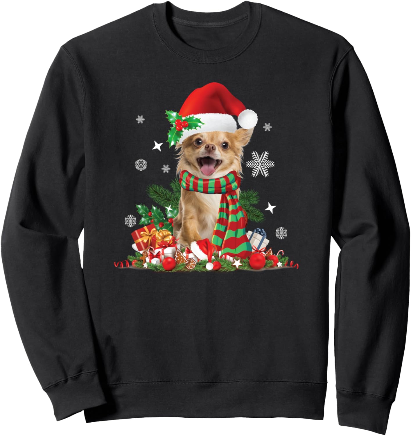 

Толстовка с шапкой Санты в рождественском стиле для чихуахуа Chihuahua Designs By Margaretha, черный