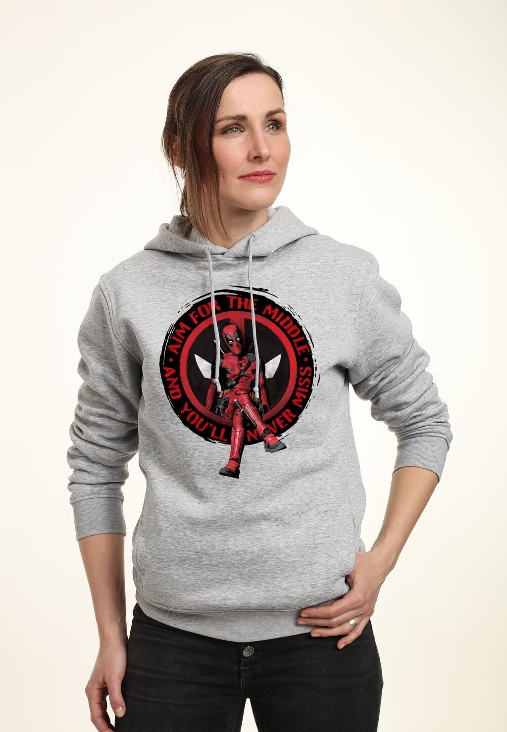 

Толстовка с капюшоном DEADPOOL WOLVERINE AIM FOR THE MIDDLE Marvel, цвет Mottled Light Grey