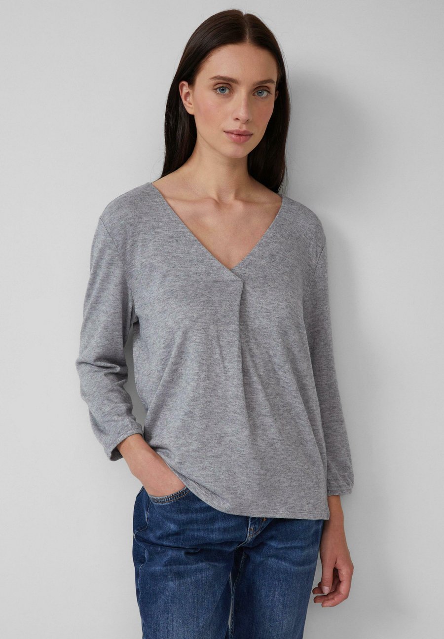 

Топ s.Oliver MIT V-AUSSCHNITT UND ELASTISCHEN BÜNDCHEN, Graphit/Mottled Light Grey