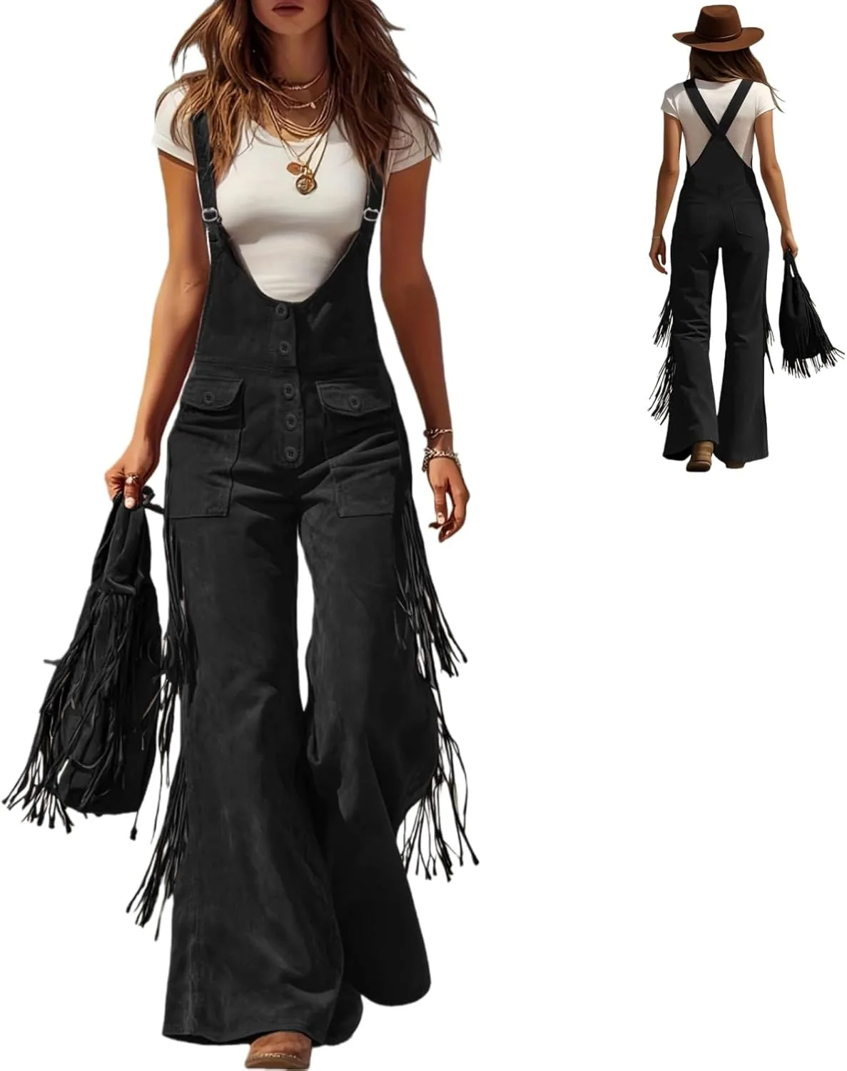 

Брюки-джинсы Bootcut для женщин Vintage Western Brown Fringe с эластичным поясом