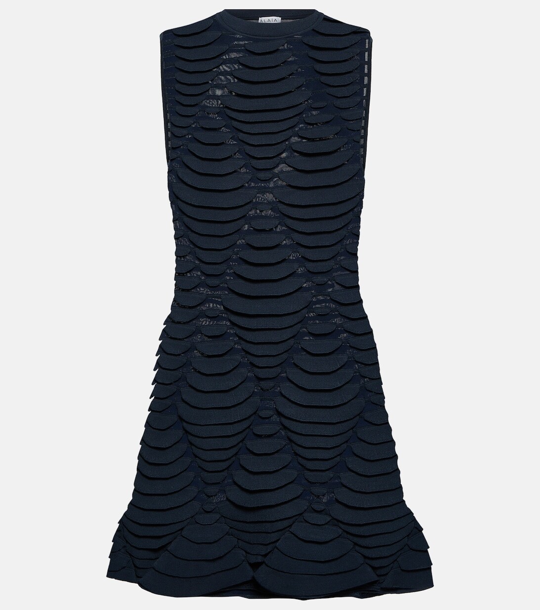 

Трикотажное мини-платье с эффектом змеи ALAÏA, синий