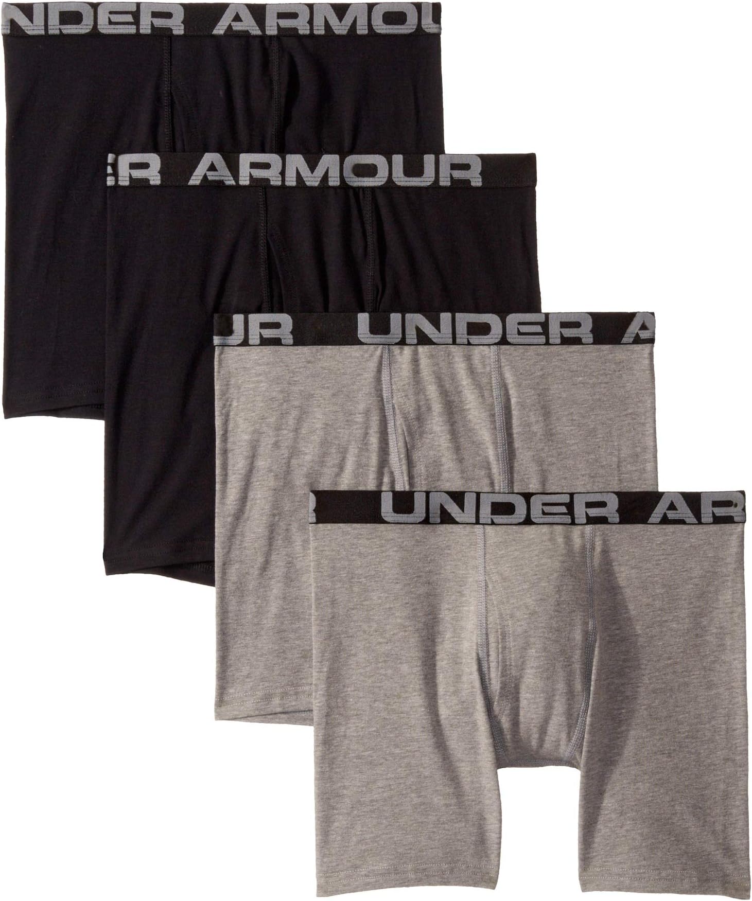 

Боксеры Under Armour Kids 4-Pack Core Cotton Boxer Set, цвет Moderate Gray