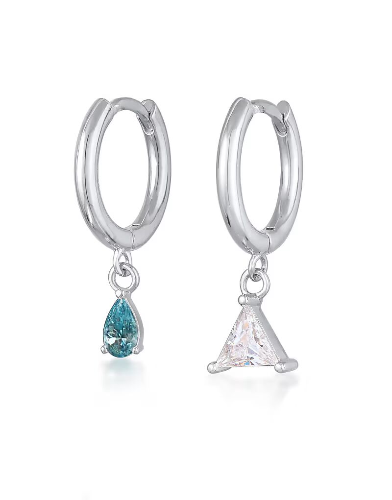 

Серьги женские креольские подвески-капли в форме треугольника, золотистого цвета с кристаллами в серебре Elli