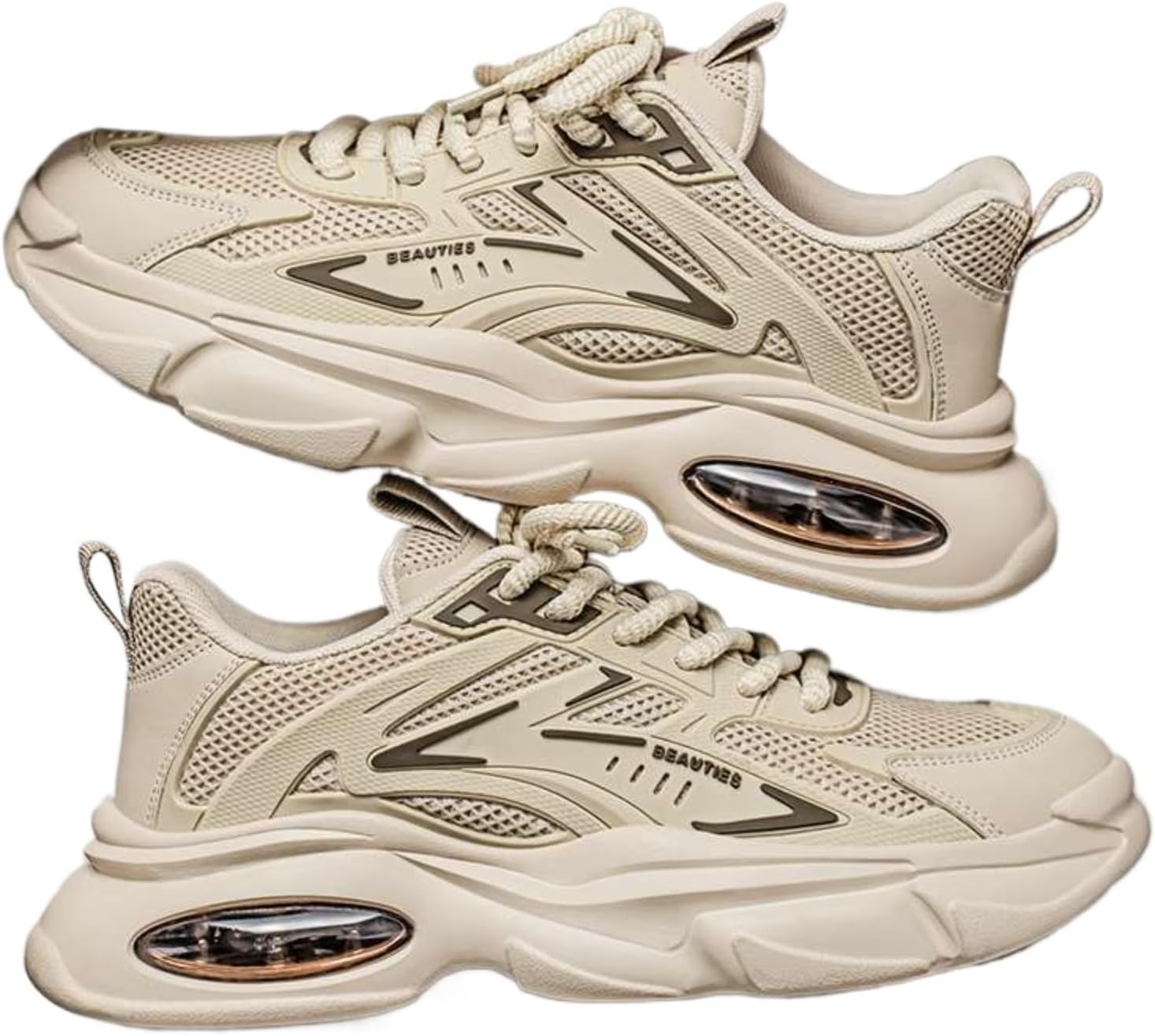 

Мужские дышащие кроссовки с сеткой и толстой подошвой - кроссовки-«папа» на платформе, повседневные спортивные беговые кроссовки с верхом из нескольких материалов Azttoztto, хаки