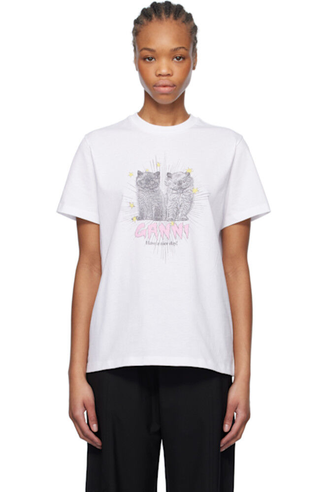 

Белая футболка Basic Jersey Kittens Relaxed GANNI