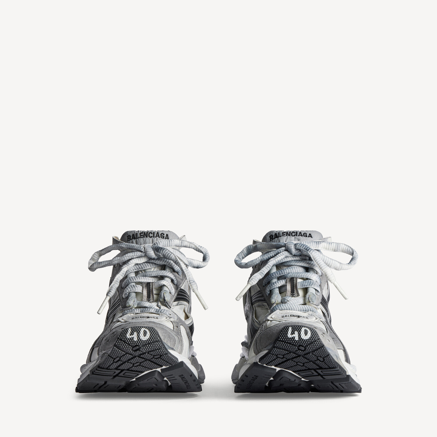 BALENCIAGA Мужские кроссовки Runner в сером/белом/черном цвете — фото 3