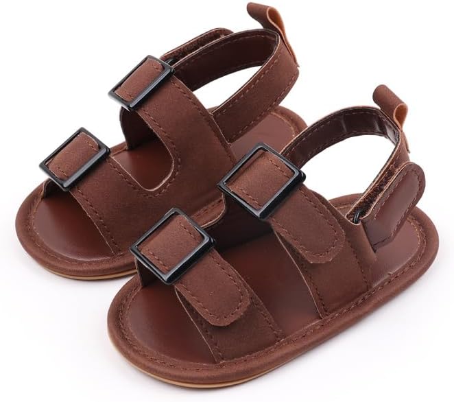 

Сандалии Meckior для малышей, мальчиков и девочек, новорожденные, с нескользящей мягкой резиновой подошвой, открытым носком, для улицы, повседневные летние шаги, коричневый