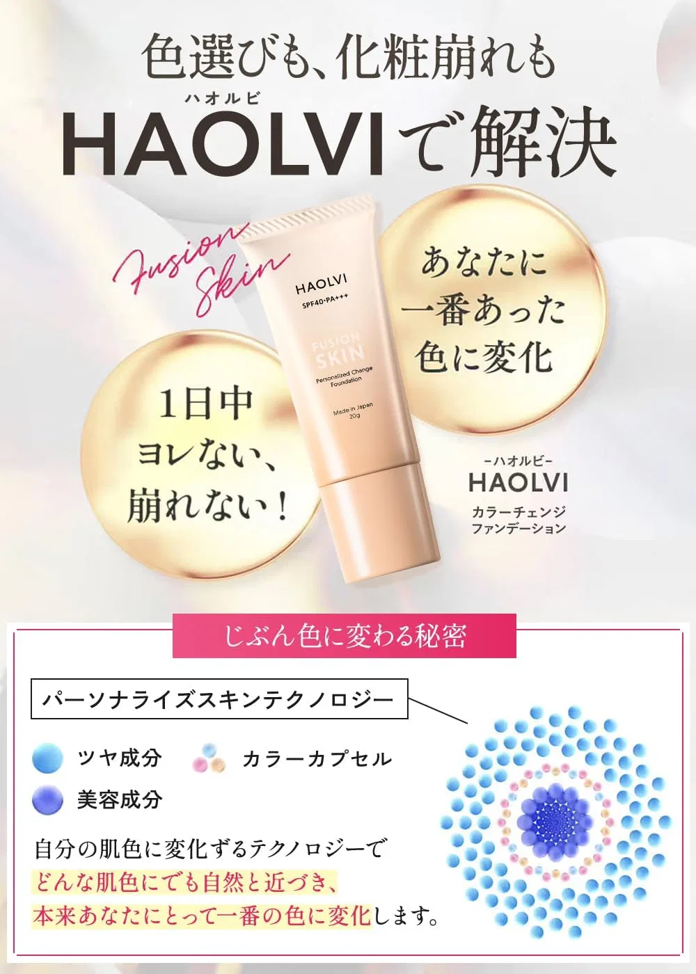 Тональный крем Haolvi с SPF40, 3 флакона по 20 г, бежевый — фото 3