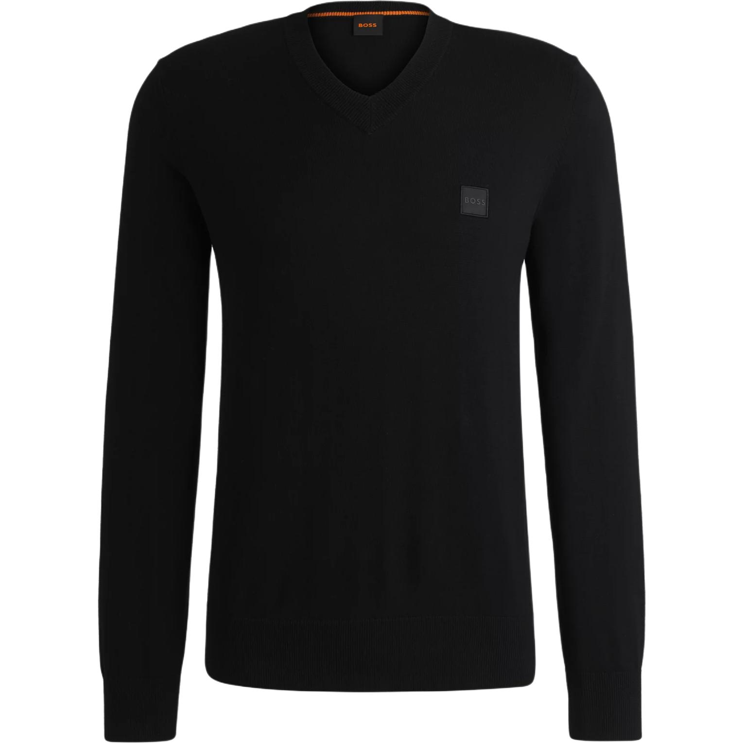 

Свитер Boss с V-образным вырезом и логотипом HUGO BOSS, черный
