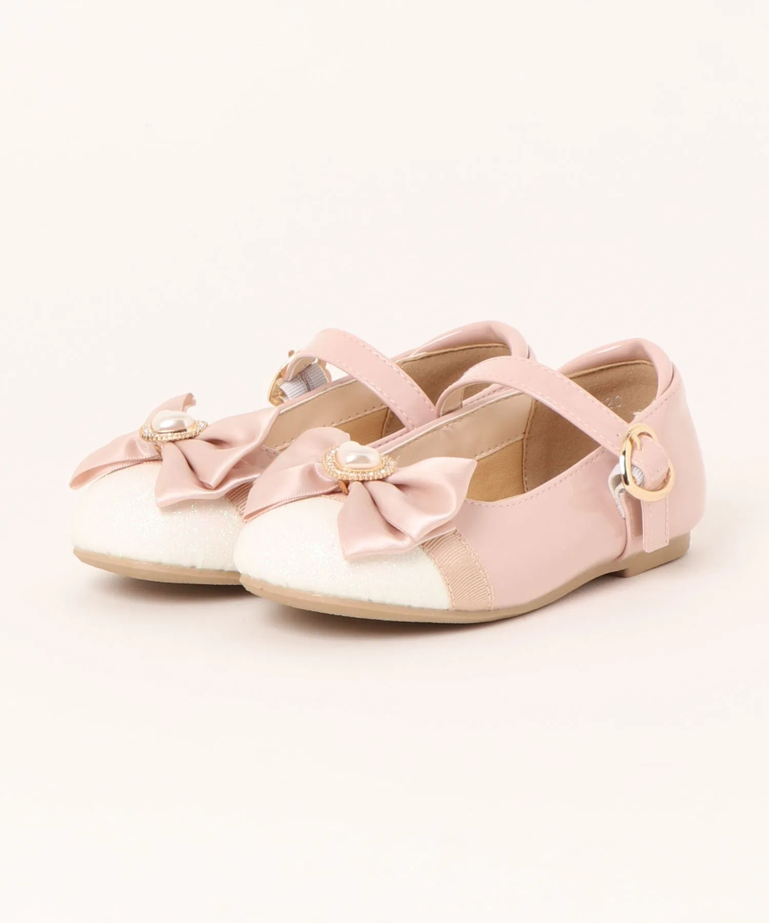 Детские балетки с бантом и стразами ASBee Betty Kids розовые