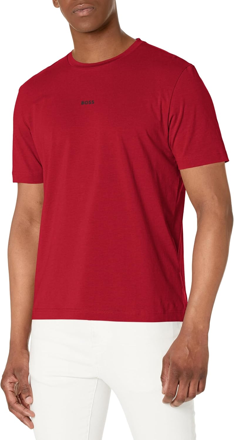 

Мужская хлопковая футболка BOSS с логотипом на груди, стандартного кроя, Sundried Tomato