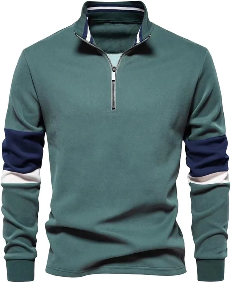 

Мужской свитшот с воротником стойкой и молнией на четверть