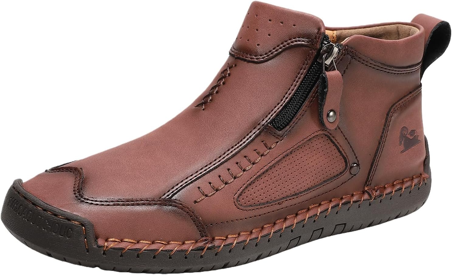 

Мужские повседневные кожаные ботинки XDFVC Чакка на щиколотку Винтажные ренессансные ботинки Ручная работа Мягкая подошва Застежка-молния Средние ботинки-слипоны Лоферы Модные легкие ботинки для прогулок и вождения, красный