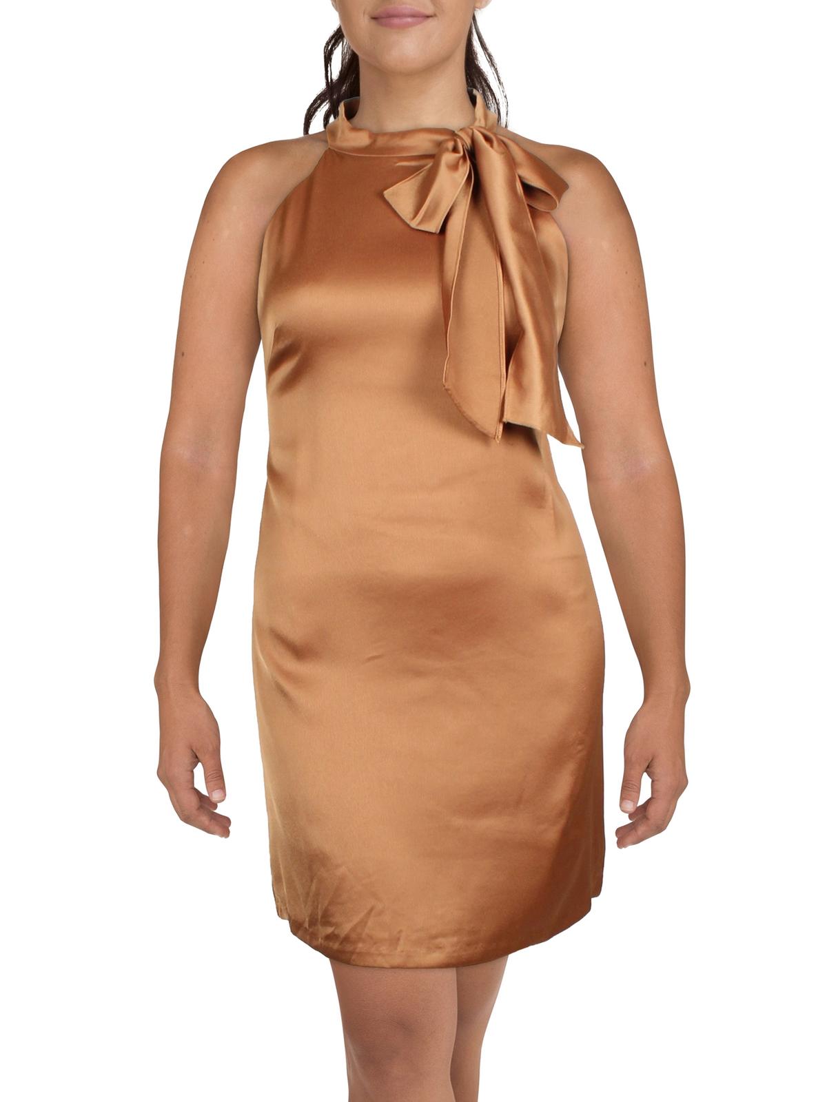 

Женское атласное мини-платье-футляр Vince Camuto, цвет bronze