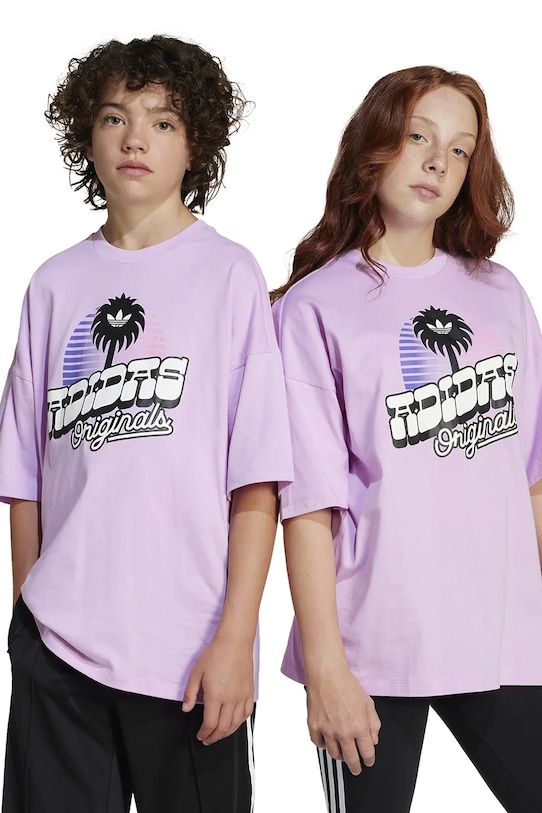 

Детская хлопковая футболка Adidas Originals, фиолетовый