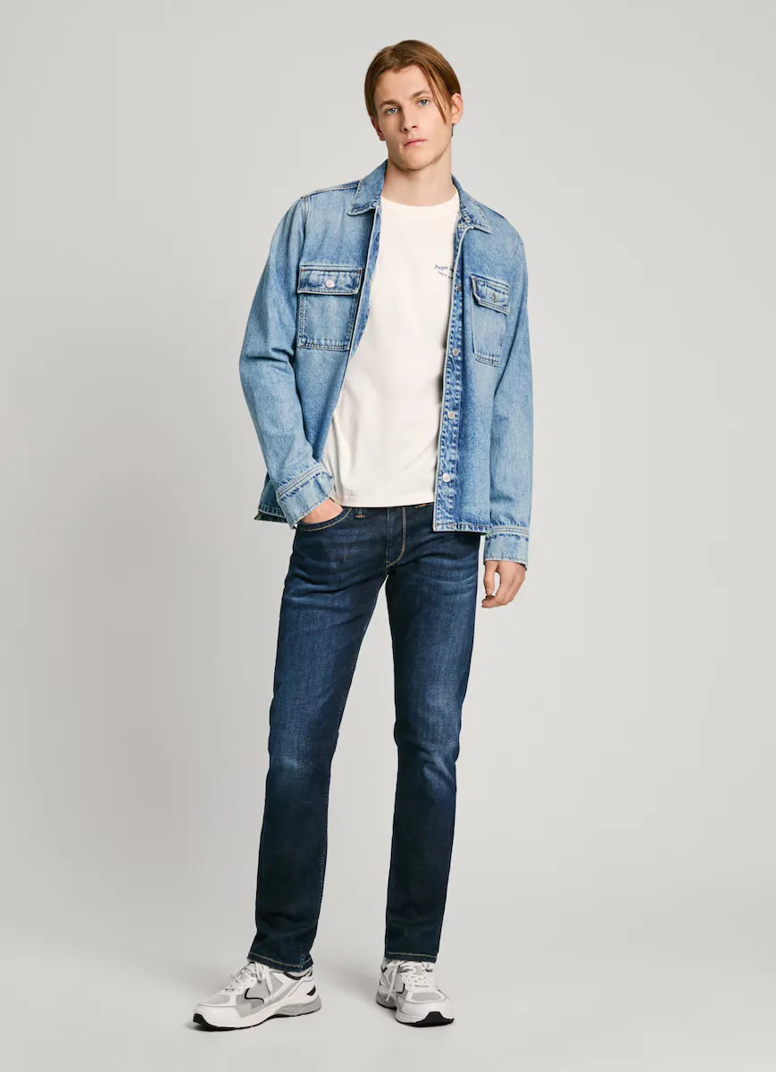 

Мужские синие джинсы прямого кроя с эффектом потертости Pepe Jeans, синий