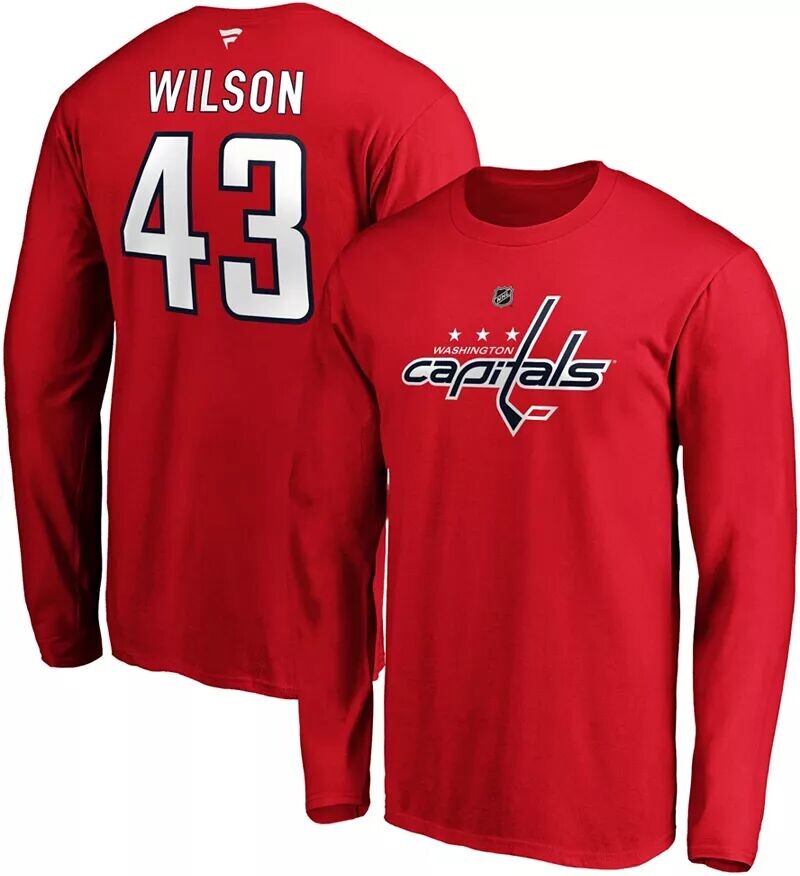 

Мужская красная рубашка с длинным рукавом НХЛ Washington Capitals Tom Wilson #43