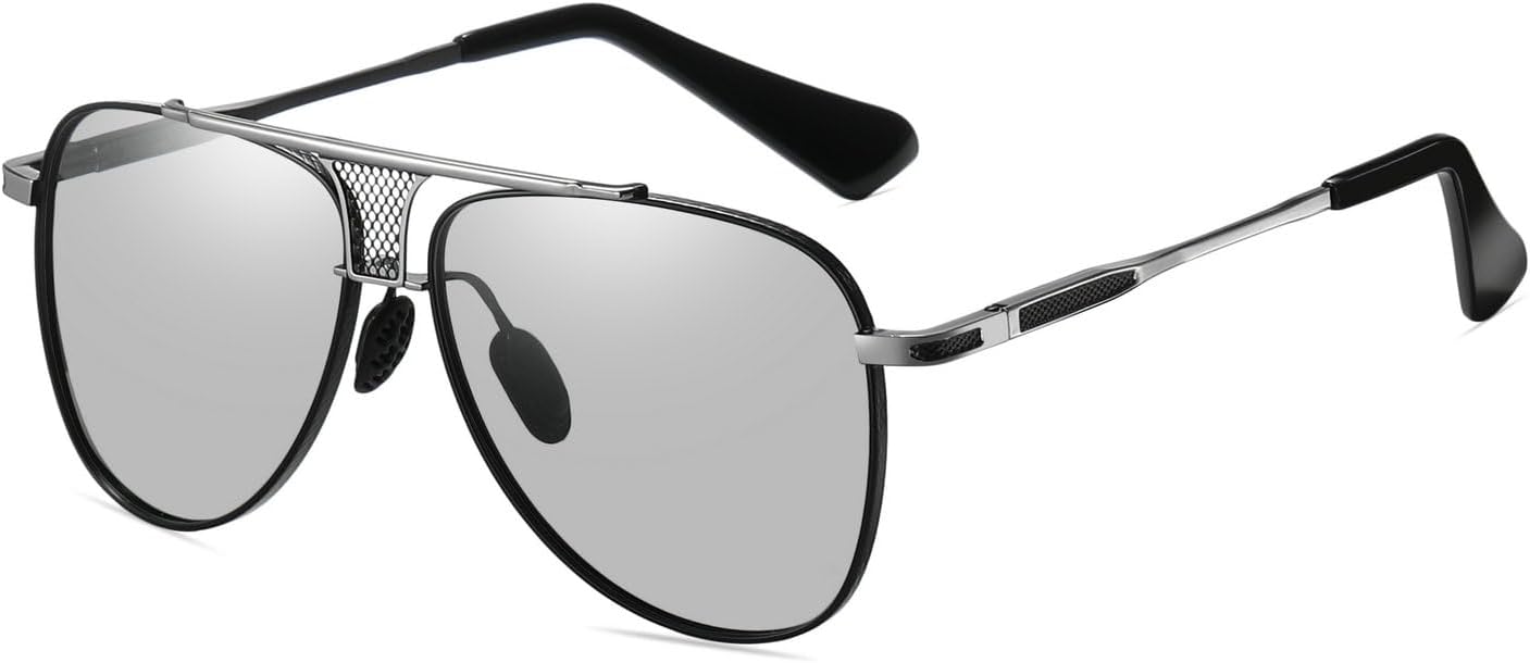 

Laureles Винтажные классические солнцезащитные очки с градиентным переходом для мужчин, очки для вождения, летние очки-пилот, женские солнцезащитные очки, Black Photochromic