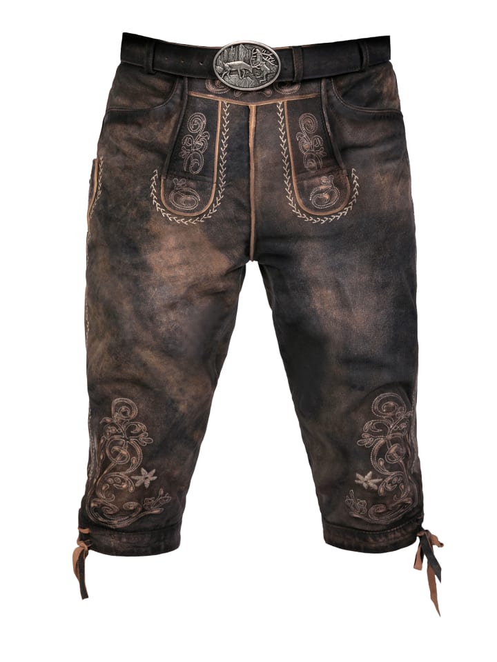 

Кожаные брюки Wildbock Alex длиной до колена темно-коричневого цвета Edelnice