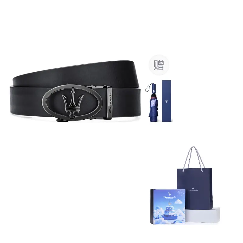 

Maserati Мужской кожаный ремень, черный, ширина 3,5 см