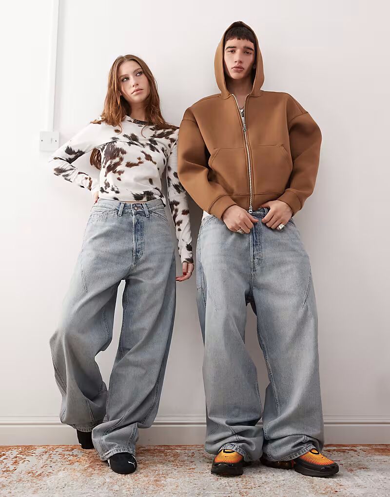 

Джинсы Weekday Unisex Astro с низкой посадкой и мешковатыми узорами